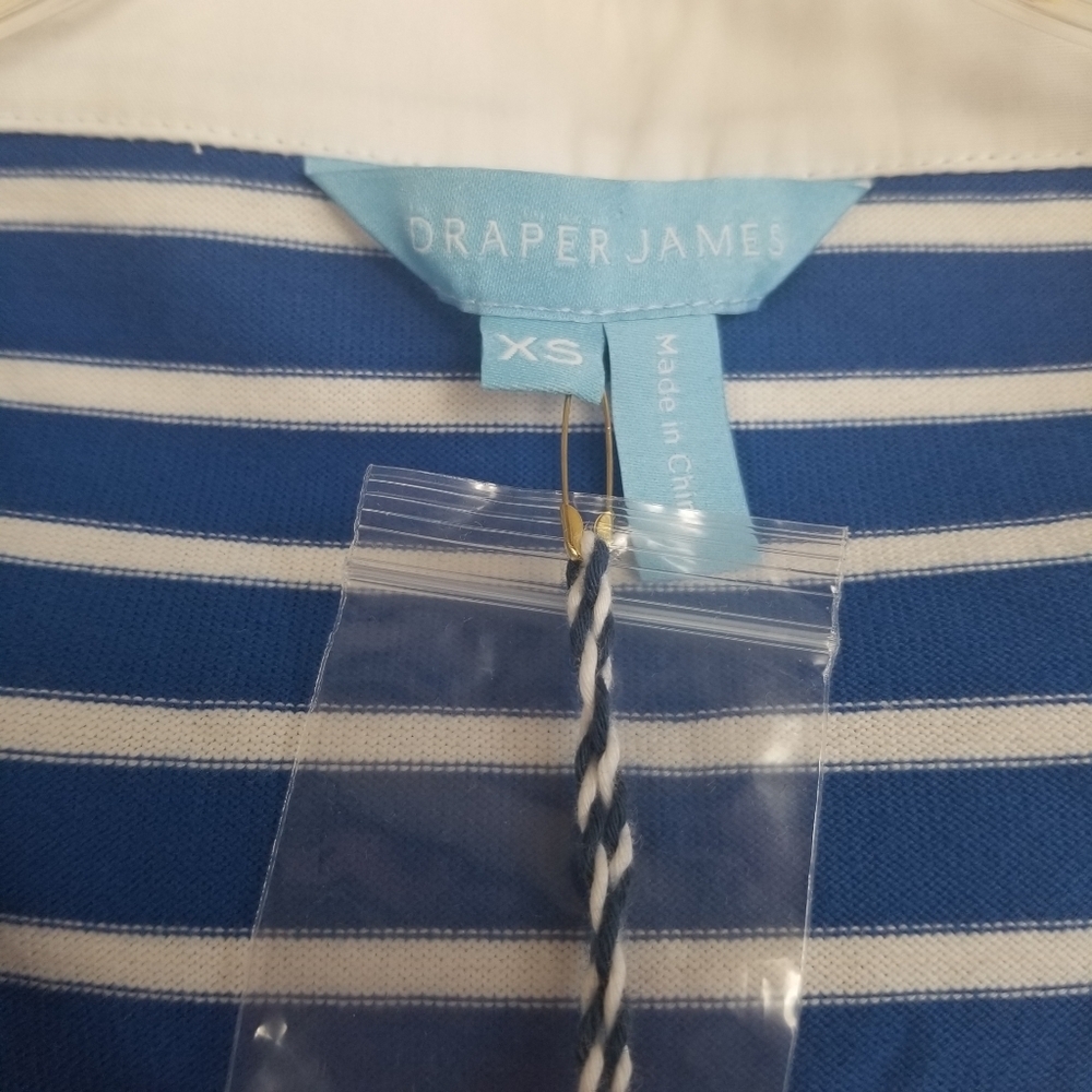 Draper James Puff Sleeve T-Shirt in Blue Nautical Stripe XS NWT - Picture 3 of 7